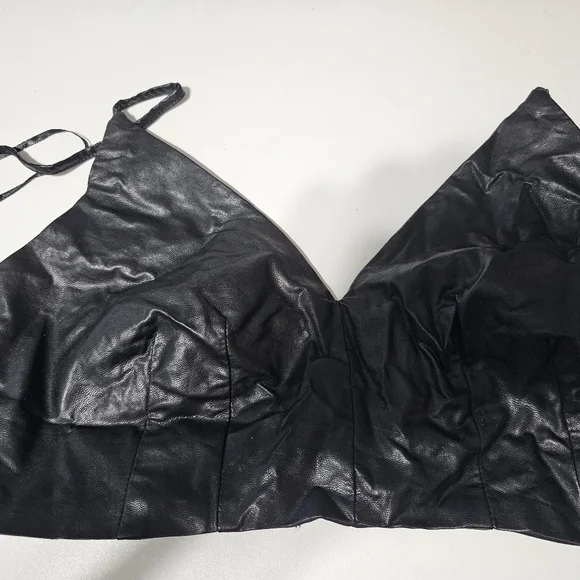 Cotton Candy Black Vegan Leather Bralette - Picture 6 of 8